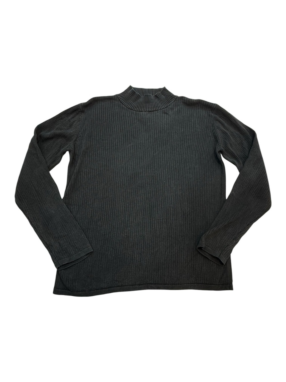 August Silk 100% Silk Ribbed Mock Neck Lightweight Sweater Shirt Size L